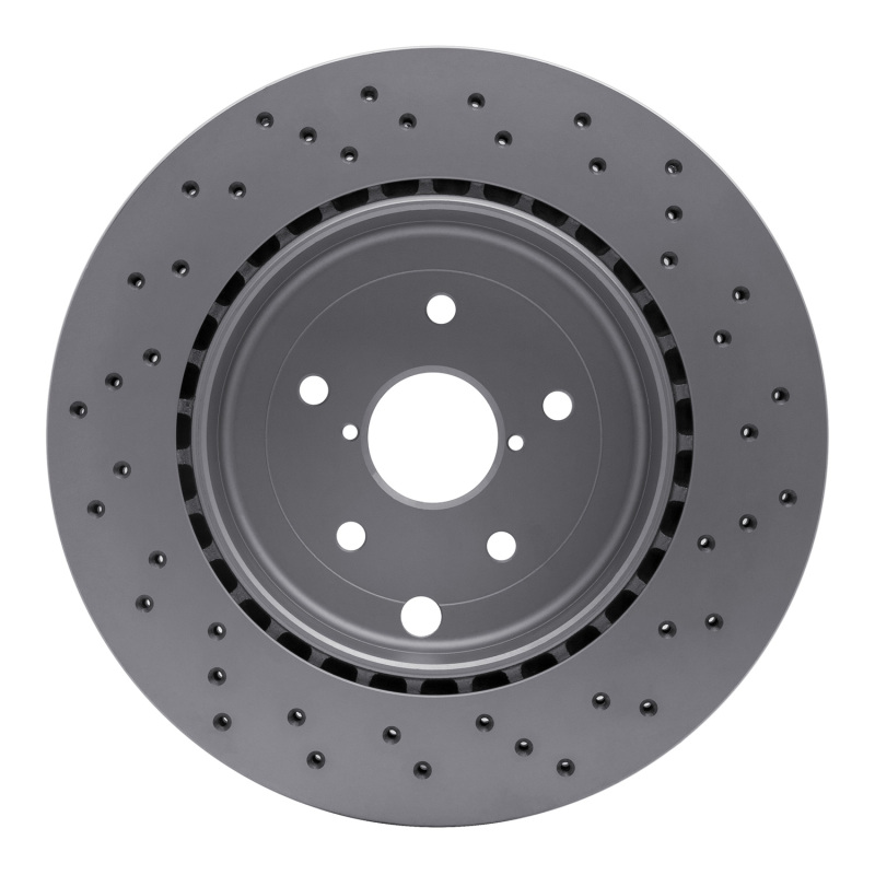 Subaru WRX STI Brake Rotor (1) - Rear - R1 Concepts - Hi-Carbon Alloy GEOMET Coated Rotor - Drilled - `18-`25